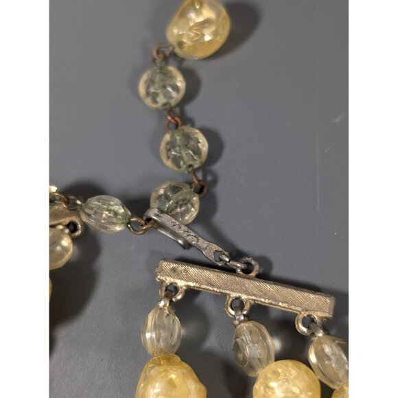 Vitnage Coro Butterscotch Yellow Lucite Bead Three Strand Neckalce Choker 16" - Picture 7 of 11